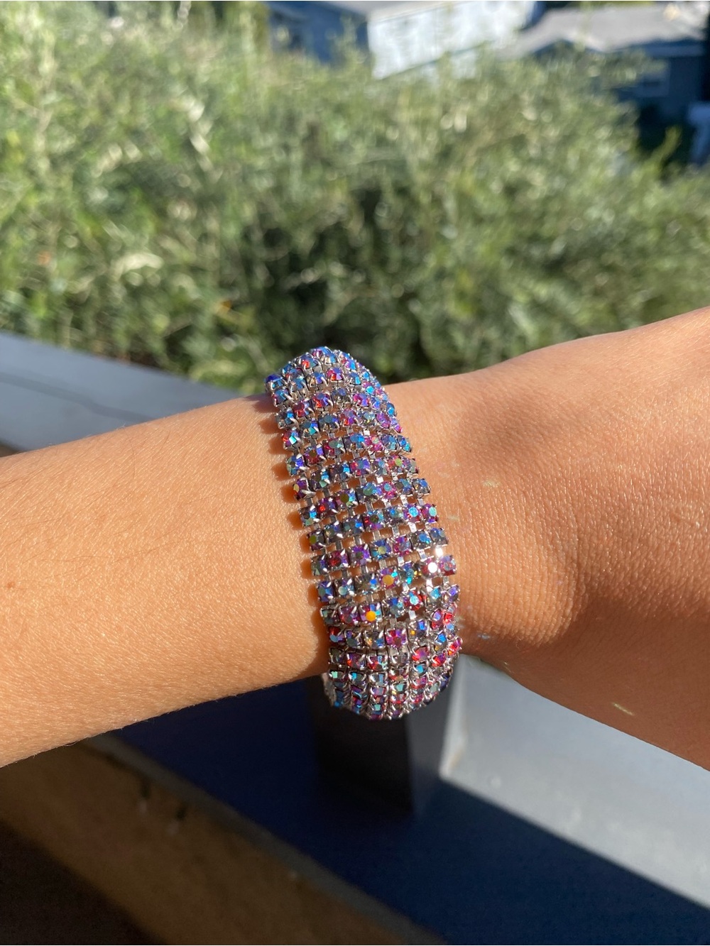 Vintage 50s Aurora Borealis crystal bracelet